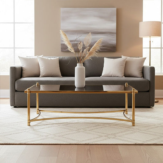 Ackley Gold Coffee Table with Black Glass