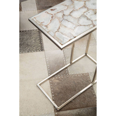 Vita White And Silver Agate Side Table