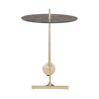 Black Marble Effect Top End Table with Gold Splayed Legs | Oria