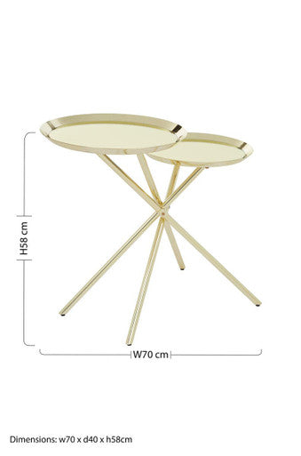 Gold Chrome Finish Frame Side Table with Metallic Plates Top | Oria