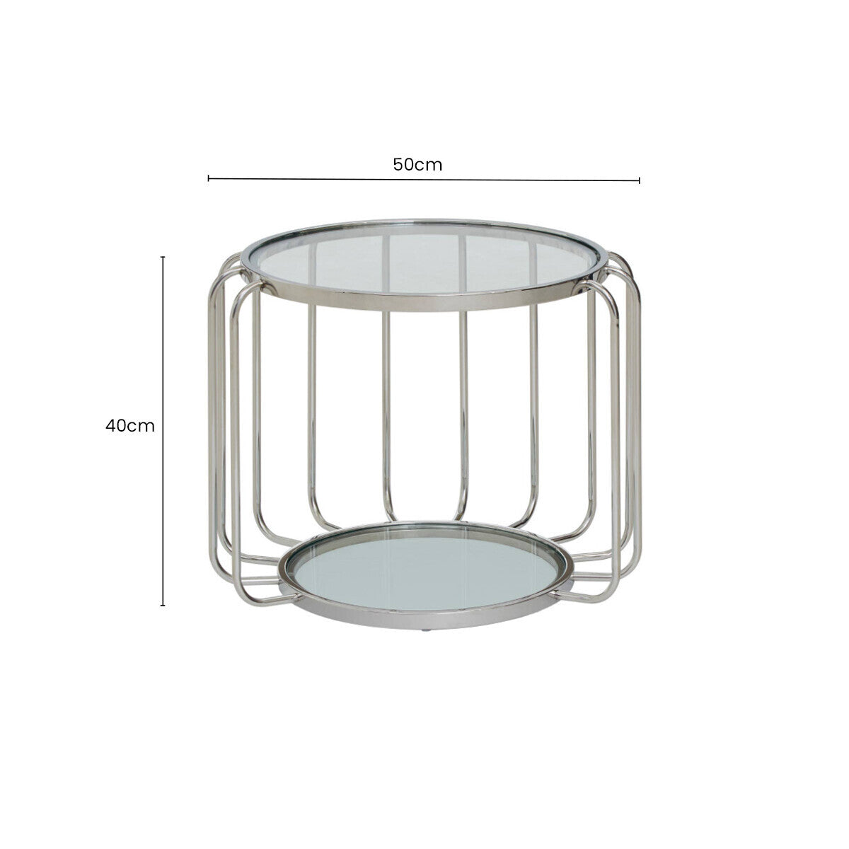 Silver Finish Metallic Frame Side Table with Tempered Glass Top | Oria