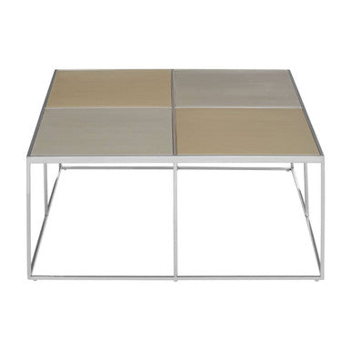 Brushed Gold and Silver Square Coffee Table, Oria