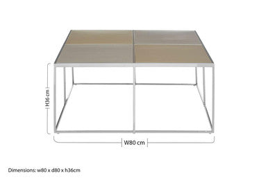 Brushed Gold and Silver Square Coffee Table | Oria