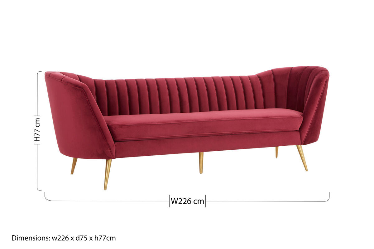 3 Seater Wine Velvet Sofa, Binky