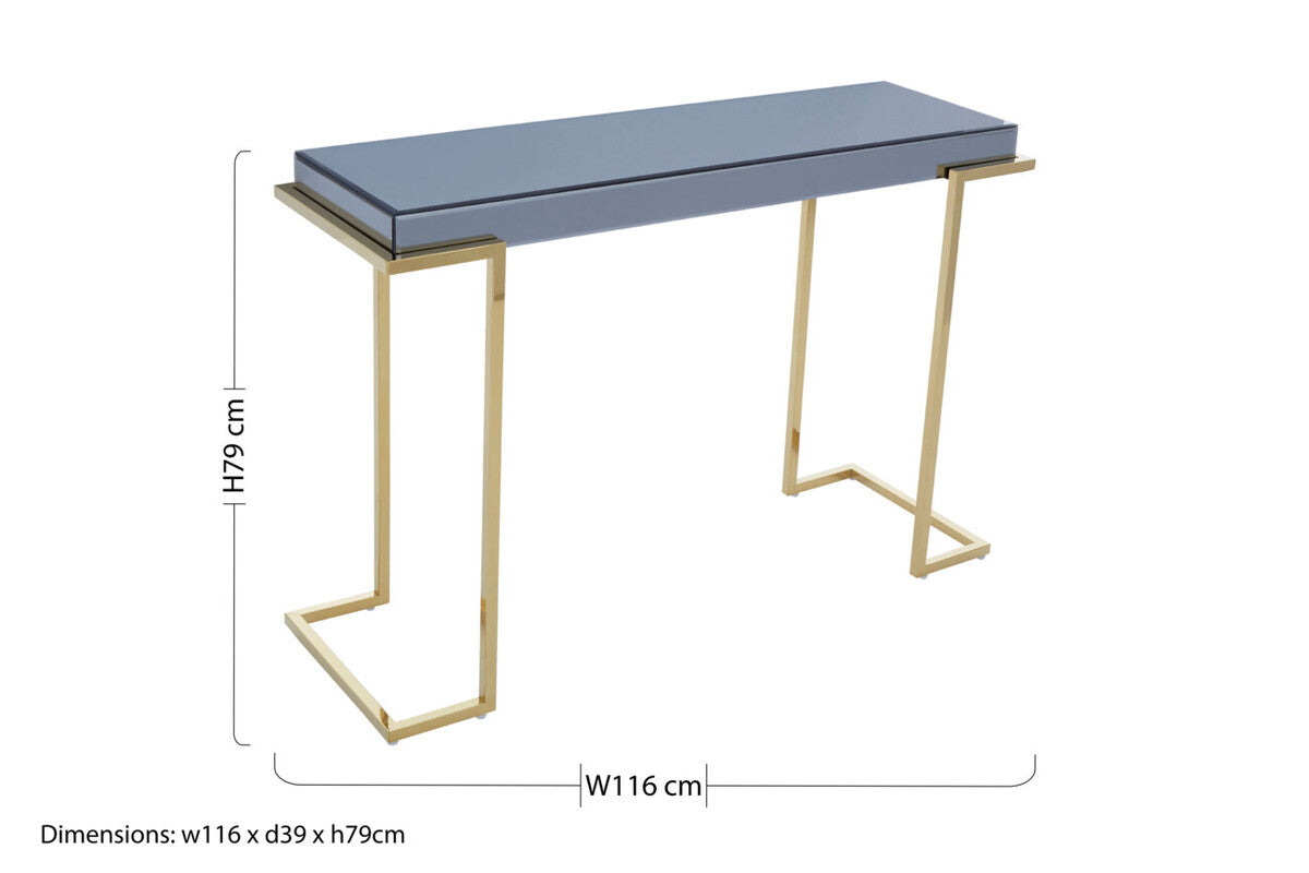Mirrored Console Table in Gold and Grey Finish | Kaso