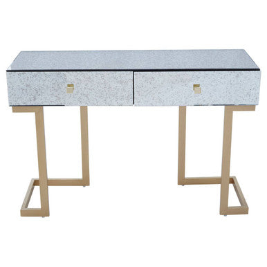 Antique Mirror Console Table with 2 Drawer in Silver finish, Kesena