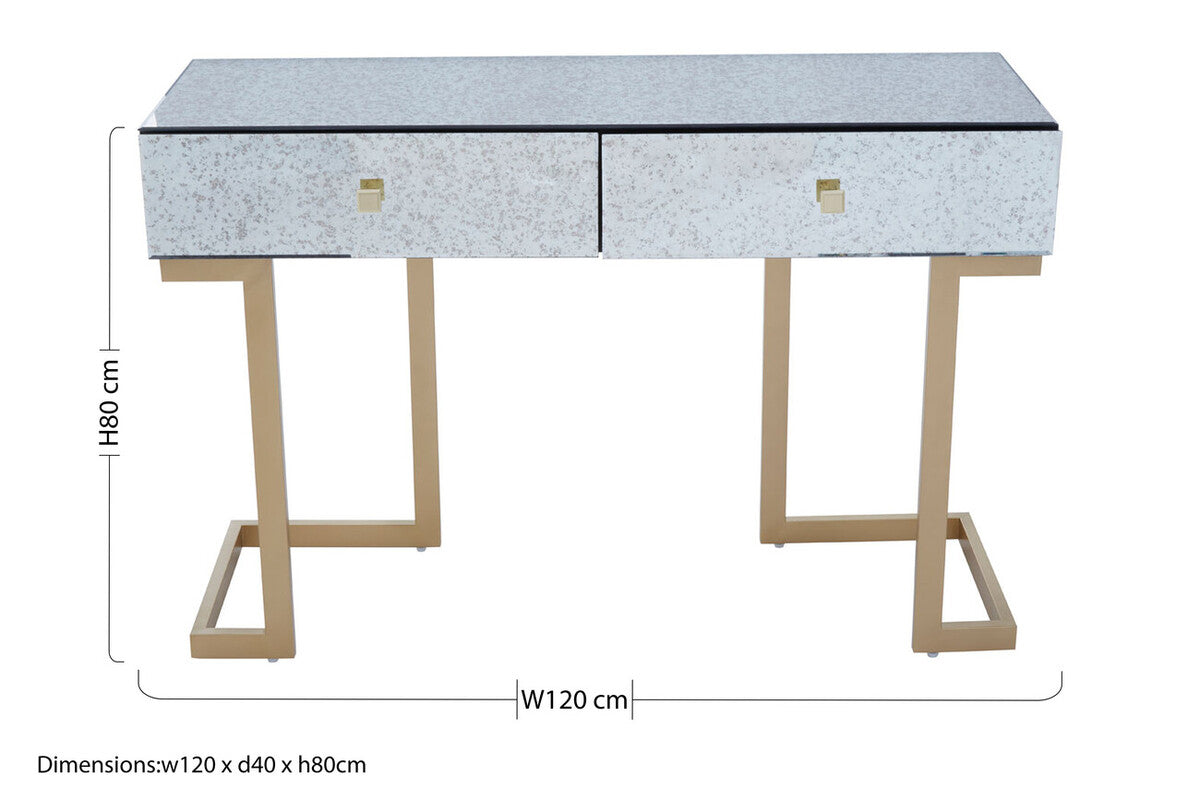 Antique Mirror Console Table with 2 Drawer in Silver Finish | Kesena