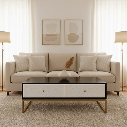 Dumas Black and White Four Drawer Coffee Table