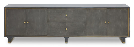 Grey Shagreen Effect Media Unit | Deskey