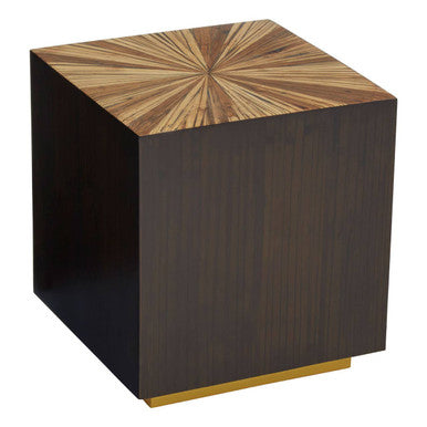Brown and Gold Ebony Bamboo Sunburst Top Side Table with Clean-Lined | Gabelle