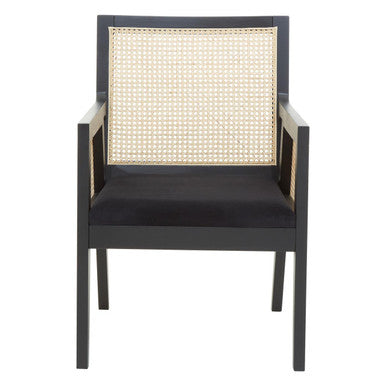 Corso Natural Rattan Cane Back Chair with Black Velvet Seat