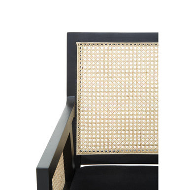 Corso Natural Rattan Cane Back Chair with Black Velvet Seat