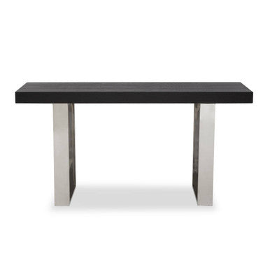 Natural Elm Wood Console Table with Silver Finish Frame | Ulmus