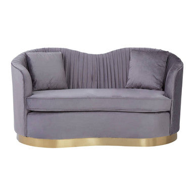 2 Seater Grey Pleated Velvet Sofa | Franza