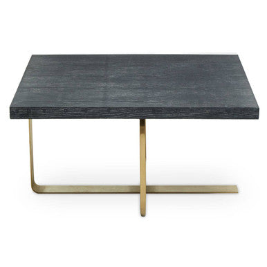 Black and Grey Square Coffee Table with Brushed Gold Base | Lena