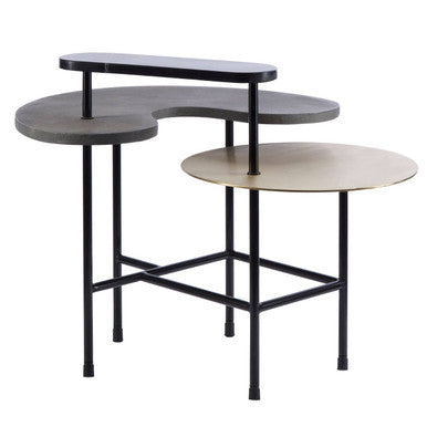 Serrano Grey Concrete Effect and Marble 3 Tier Coffee Table