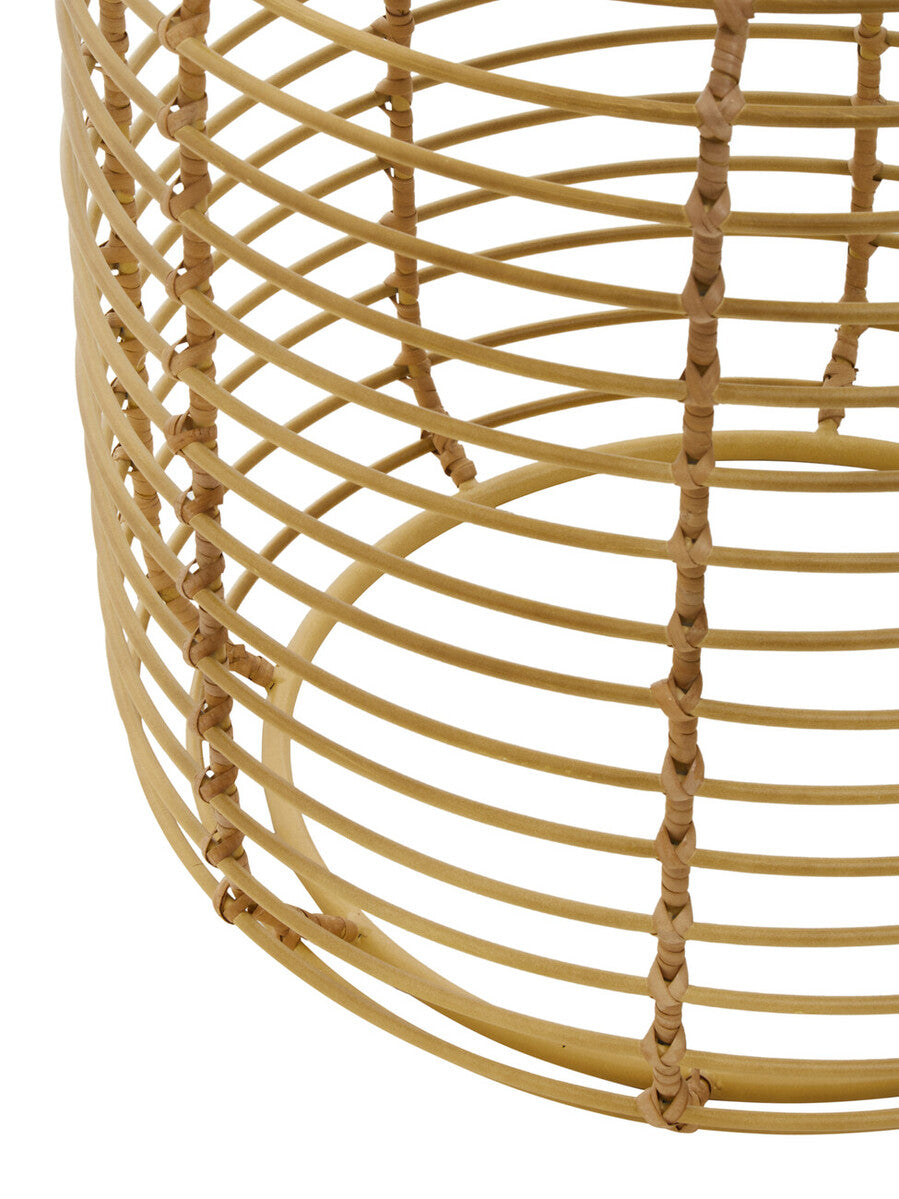 Trento Round End Table With Rattan Top