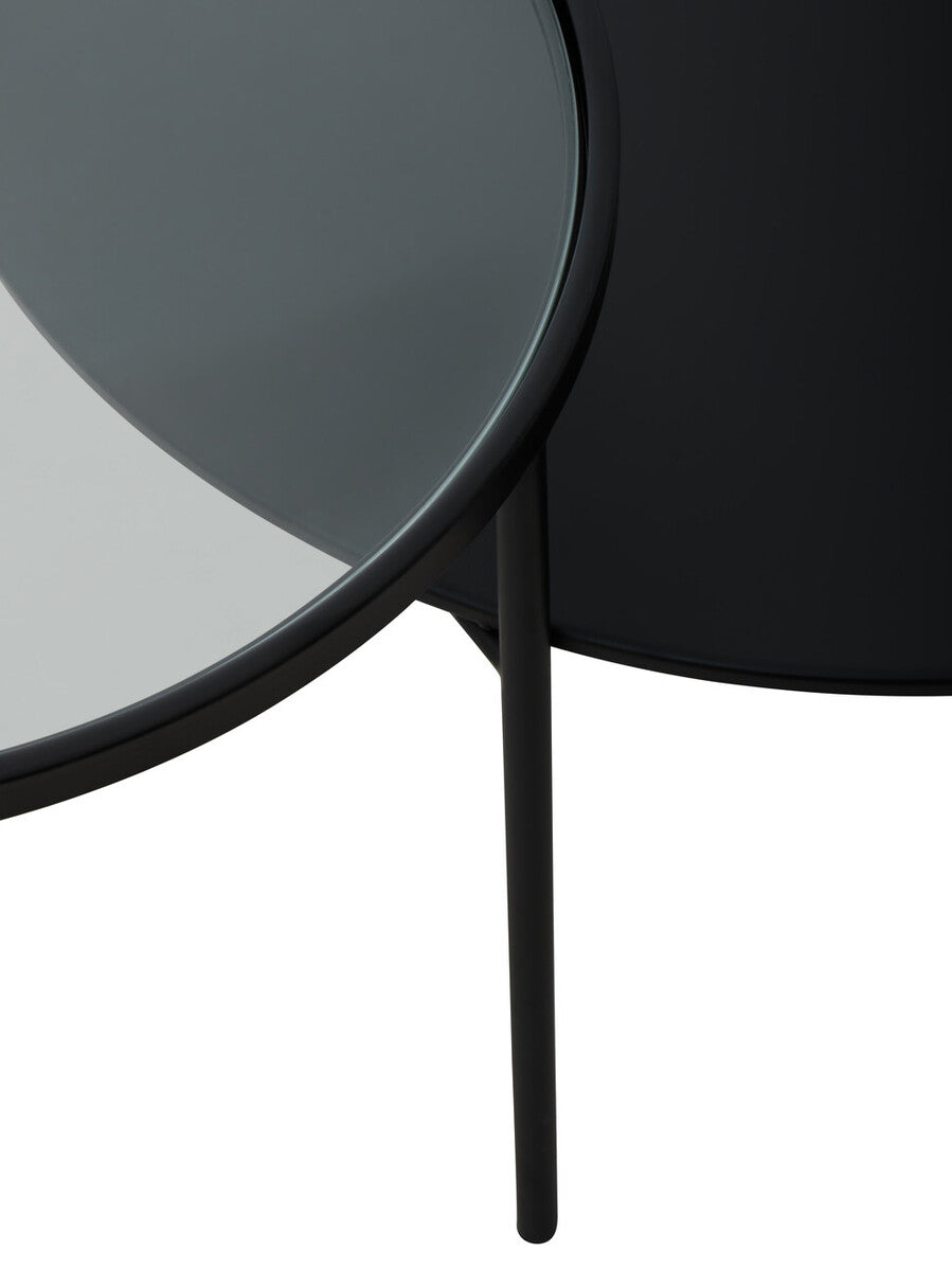 Clear Glass Top and Black Metal Lower Top Coffee Table with Black Iron Frame | Trento