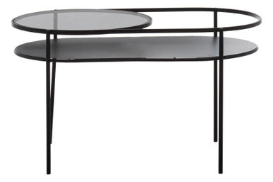 Two Tier Tempered Glass Top Table in Black Finish | Trento