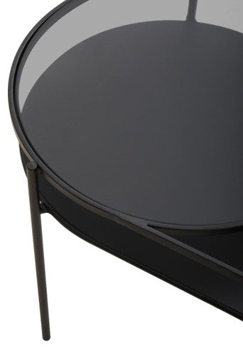 Two Tier Tempered Glass Top Table in Black Finish | Trento