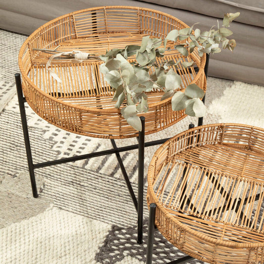 Batu Set Of 2 Natural Rattan Side Tables