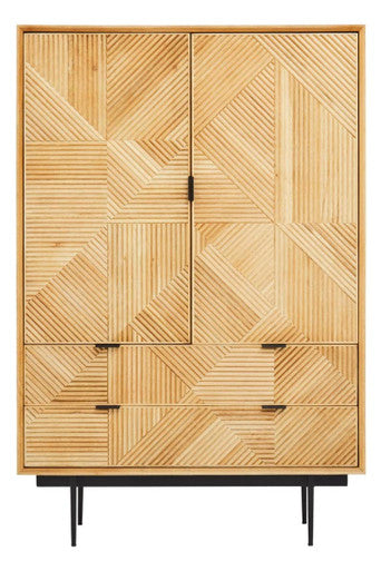 Natural Finish Cabinet with Drawers | Jakara