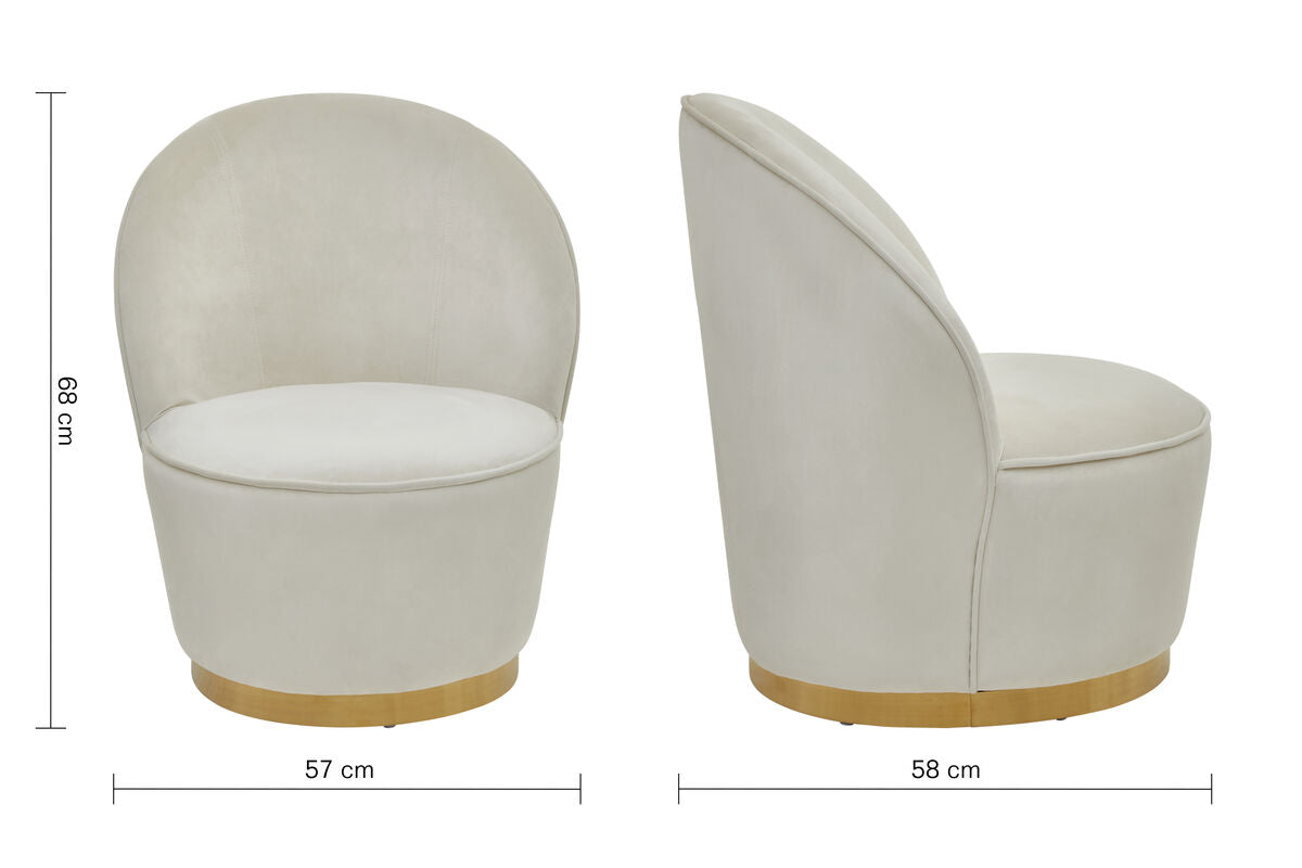 Kids Tamra Cream Velvet Gold Base Chair