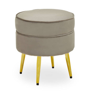 Tamra Mink Velvet Footstool with Gold Finish Legs