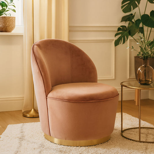 Tamra Dusty Pink Velvet Gold Base Chair