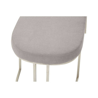 Gilden Grey Fabric Bench with Curved Silver Base