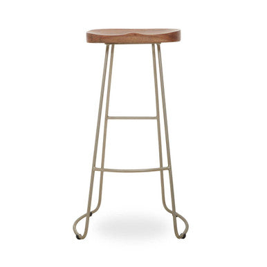 Acacia Wood and Antique Silver Bar Stool | Nandri