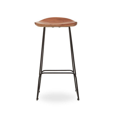 Acacia Wood and Black Frame Bar Stool | Nandri