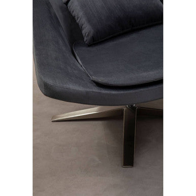 Kalo Grey Velvet Swivel Lounge Chair with Silver Star Base