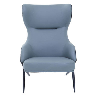 Kiev Grey Fabric and Black Faux Leather Wingback Armchair