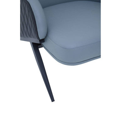 Kiev Grey Fabric and Black Faux Leather Wingback Armchair