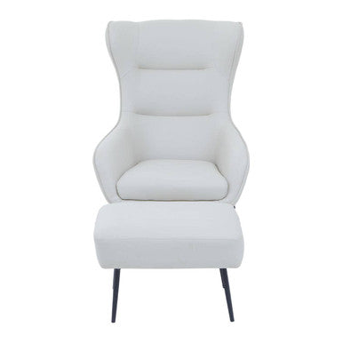 Kaiko Stone Faux Leather Wingback Armchair and Footstool