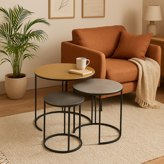 Elias Nest Of Three Hammered Metal Tables
