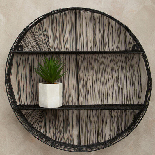 Enzo Black Wire Round Wall Shelf