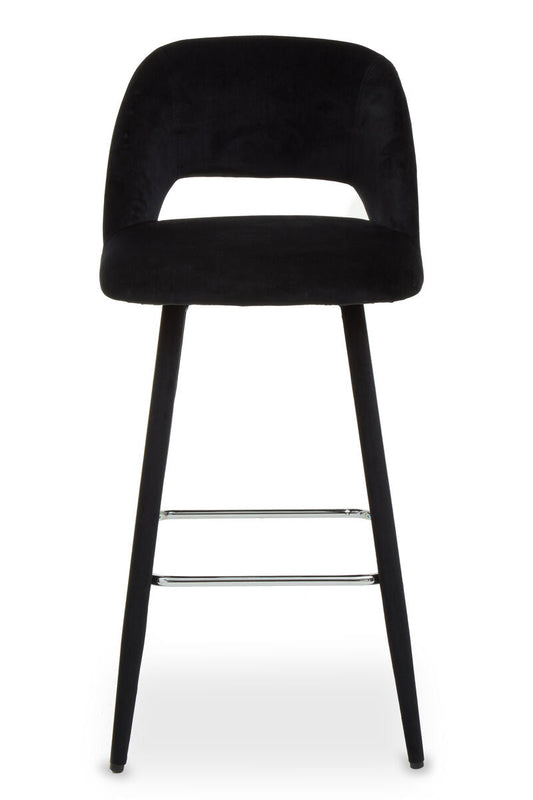 Warren Black Velvet Bar Chair
