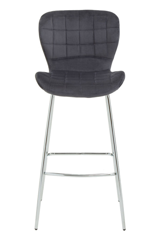 Warton Grey Velvet Bar Chair