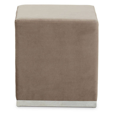 Hagen Mink Velvet Square Stool with Stainless Steel Base
