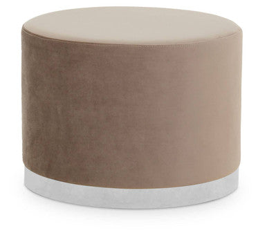 Hagen Mink Velvet Round Stool with Stainless Steel Base
