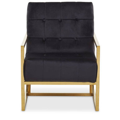 Hana Black Velvet Chair with Gold Stainless Steel Frame
