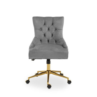 Anita Grey Velvet and Gold Base Home Office Chair
