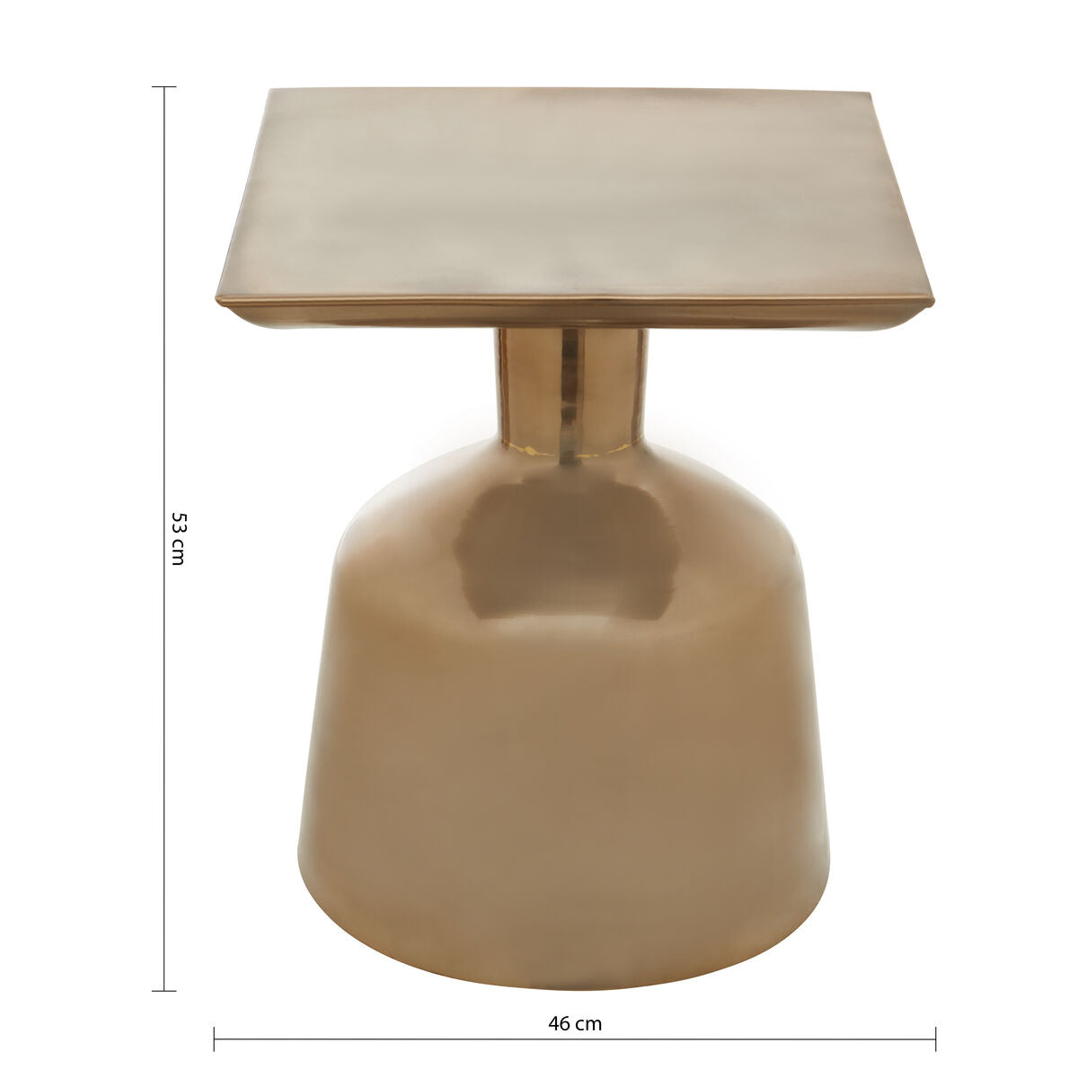 Antique Gold Finish Metal Side Table with Round Glass Top and Round Base | Pazo