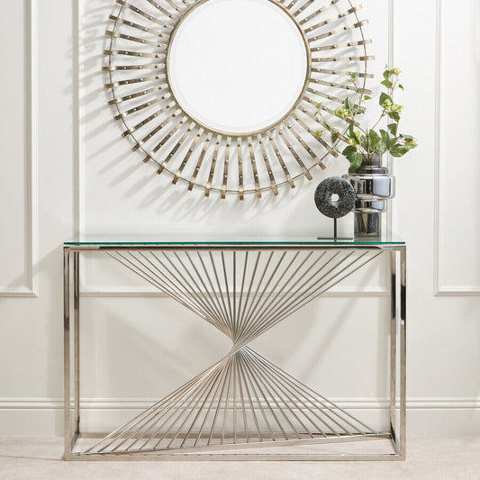 Amella Console Table With Silver Finish Frame