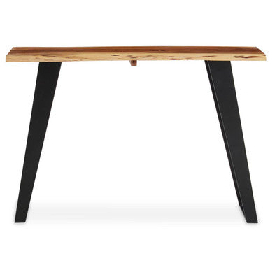 Natural Live Edge Acacia Wood Top Console Table with Black Iron Legs | Surax