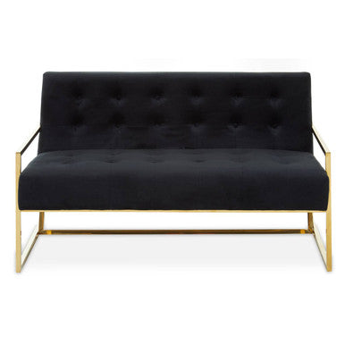 2 Seater Black Velvet Sofa | Azalea