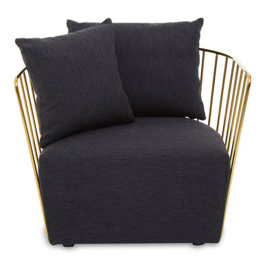 Azalea Black Fabric Chair with Gold Finish Stainless Steel Frame
