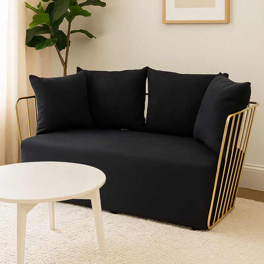Azalea Two Seat Black Fabric Sofa